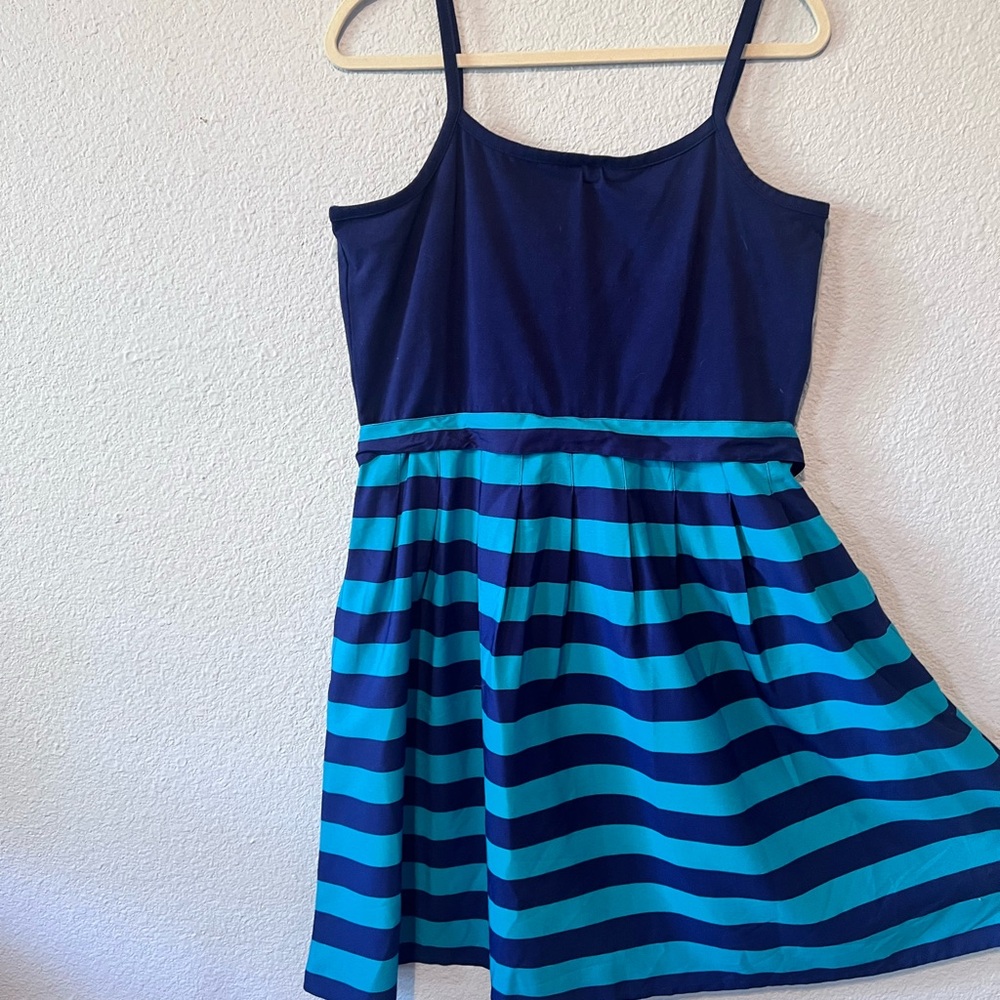 Blue sleeveless size L Tommy Hillfiger dress blue &aqua striped skirt